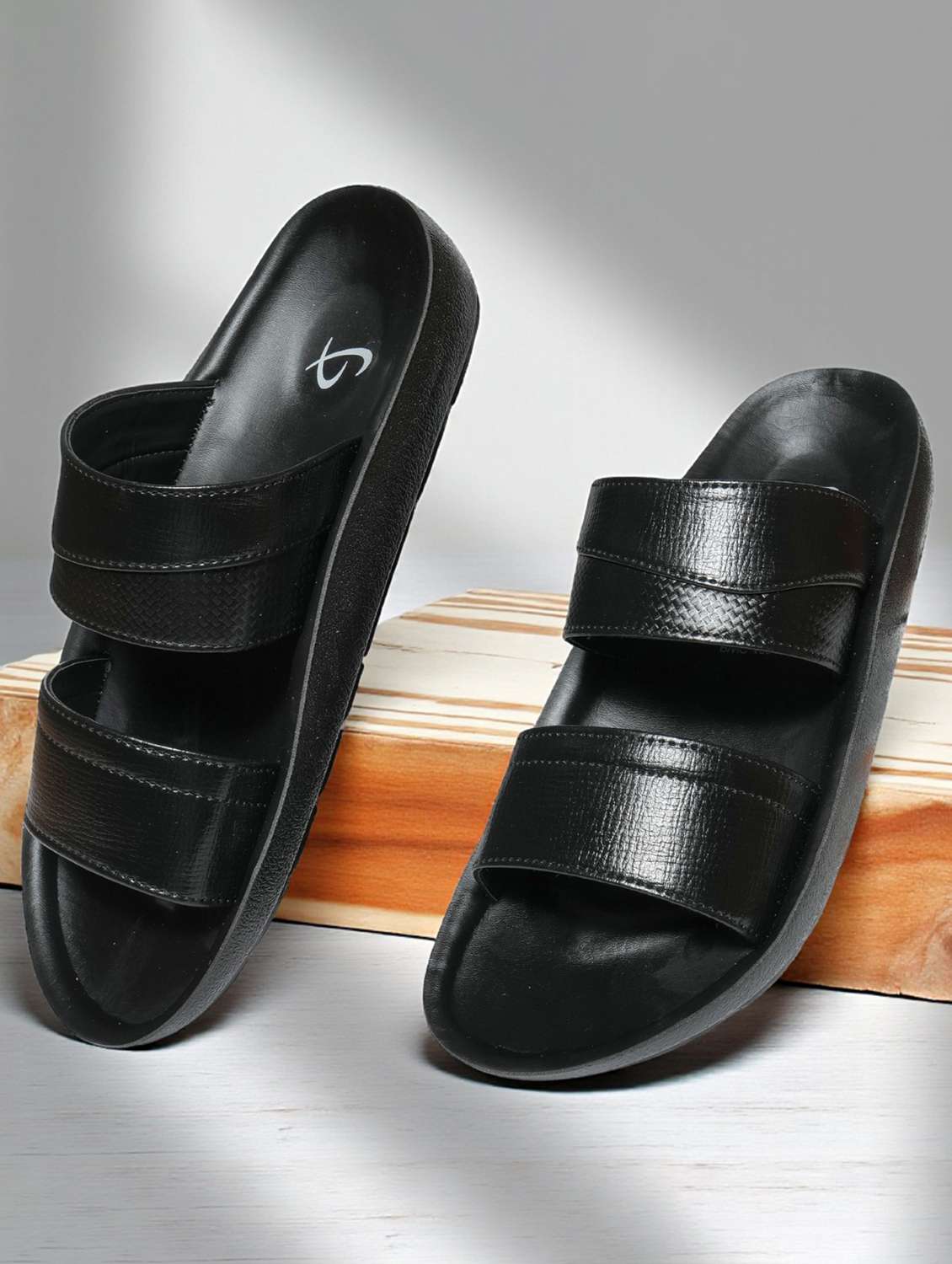 men black slip on sandal