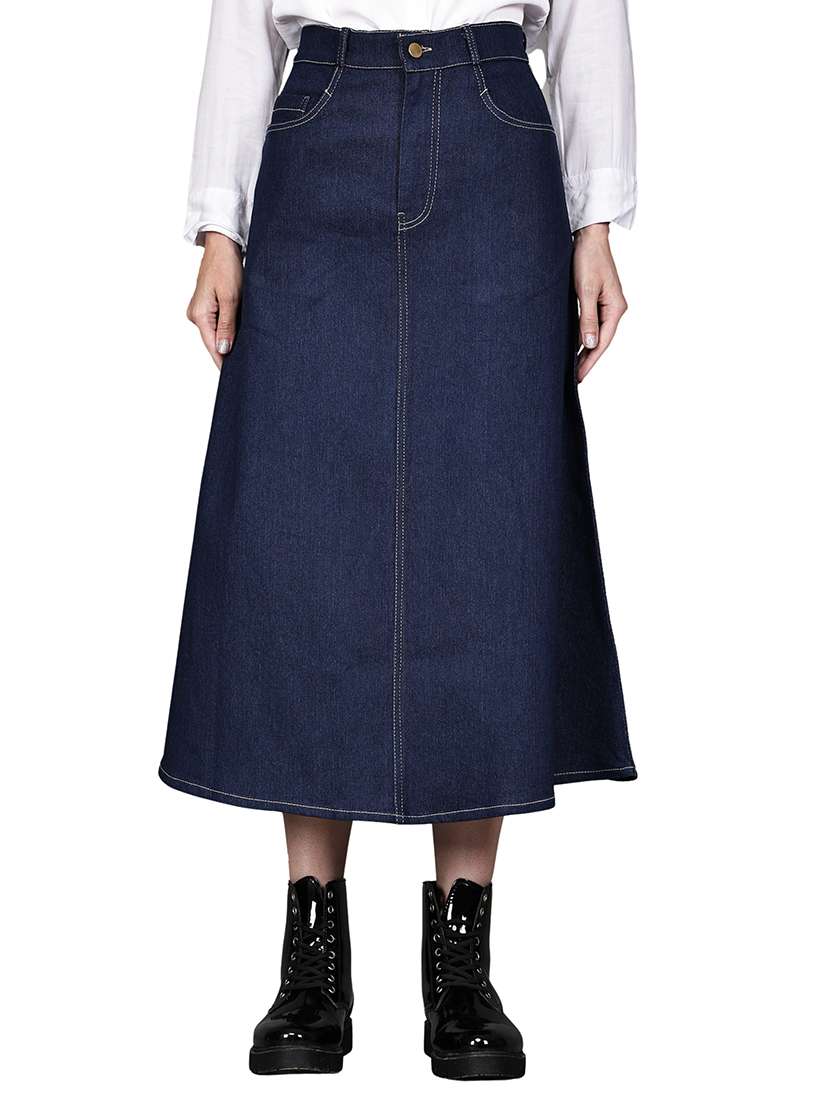 blue denim aline skirts