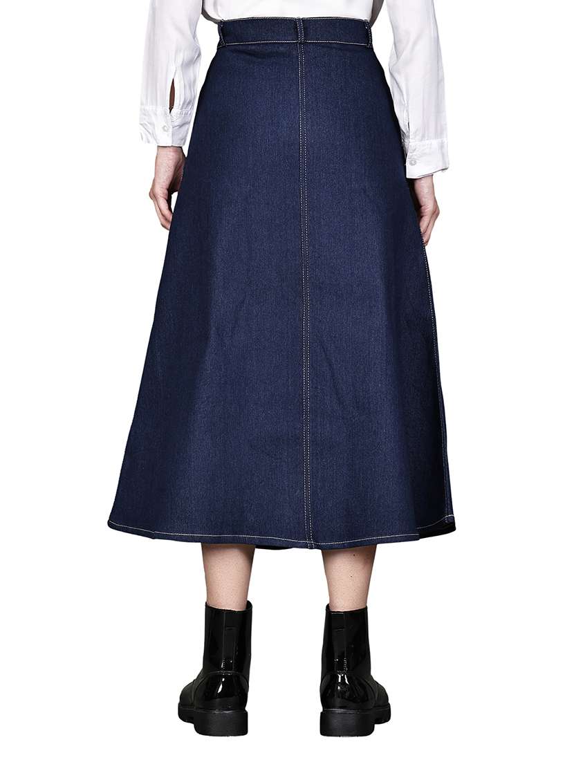 blue denim aline skirts - 22542741 -  Standard Image - 3
