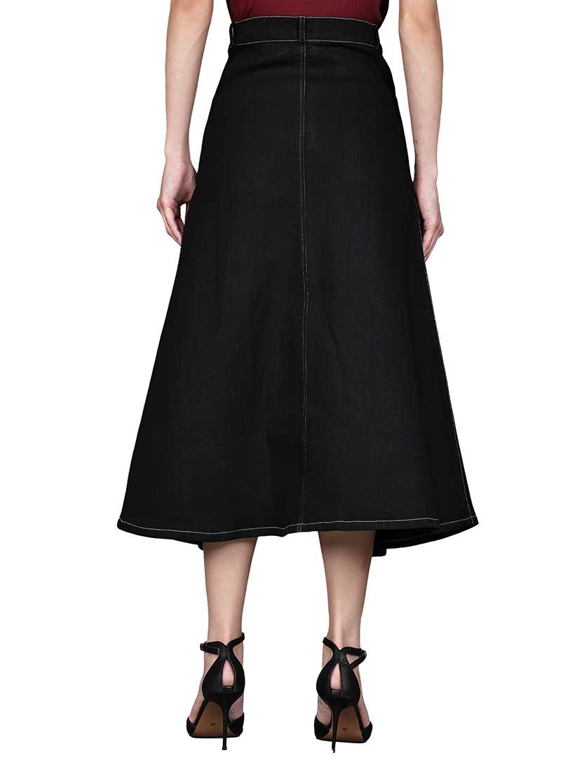 black denim aline skirts - 22542747 -  Standard Image - 3