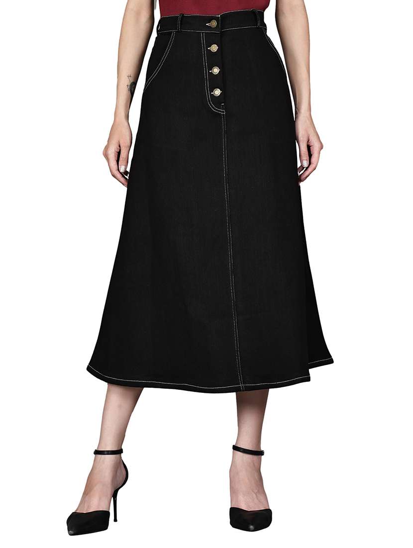 black denim aline skirts