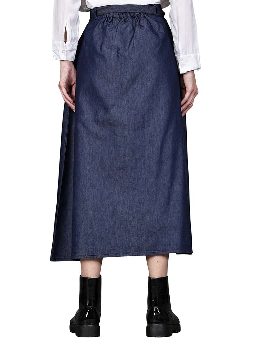 blue denim aline skirts - 22542756 -  Standard Image - 3
