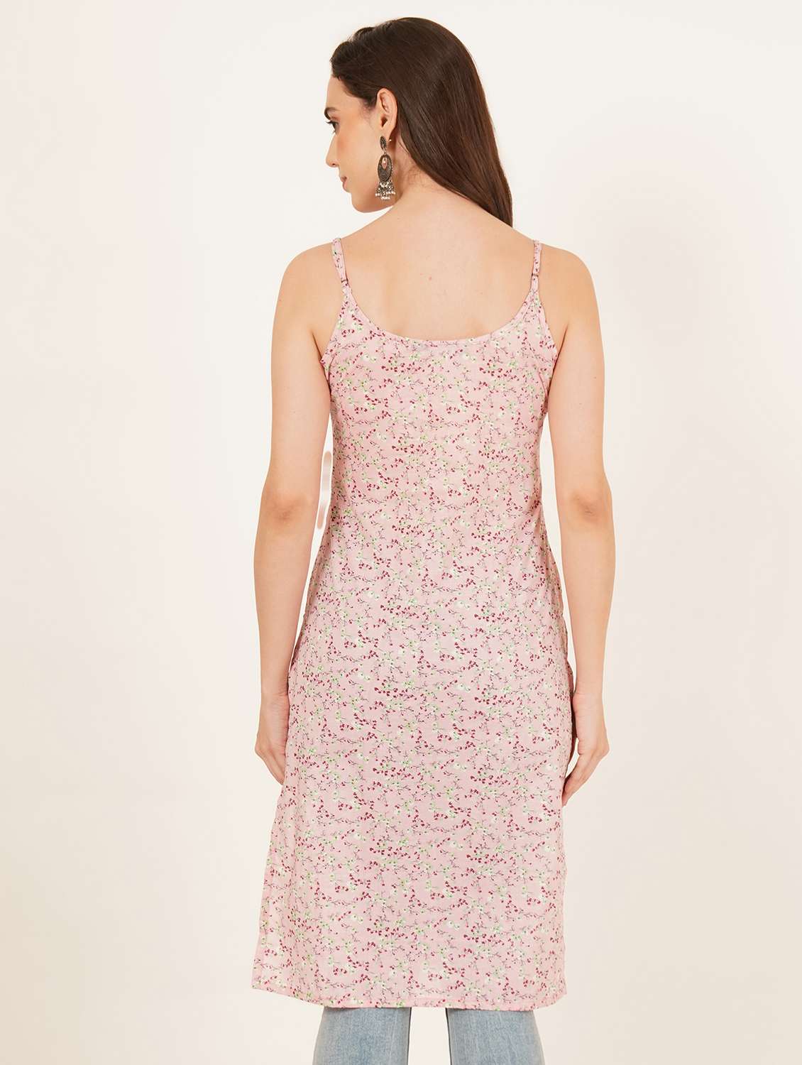 women printed shoulder strap straight kurta - 22542764 -  Standard Image - 3