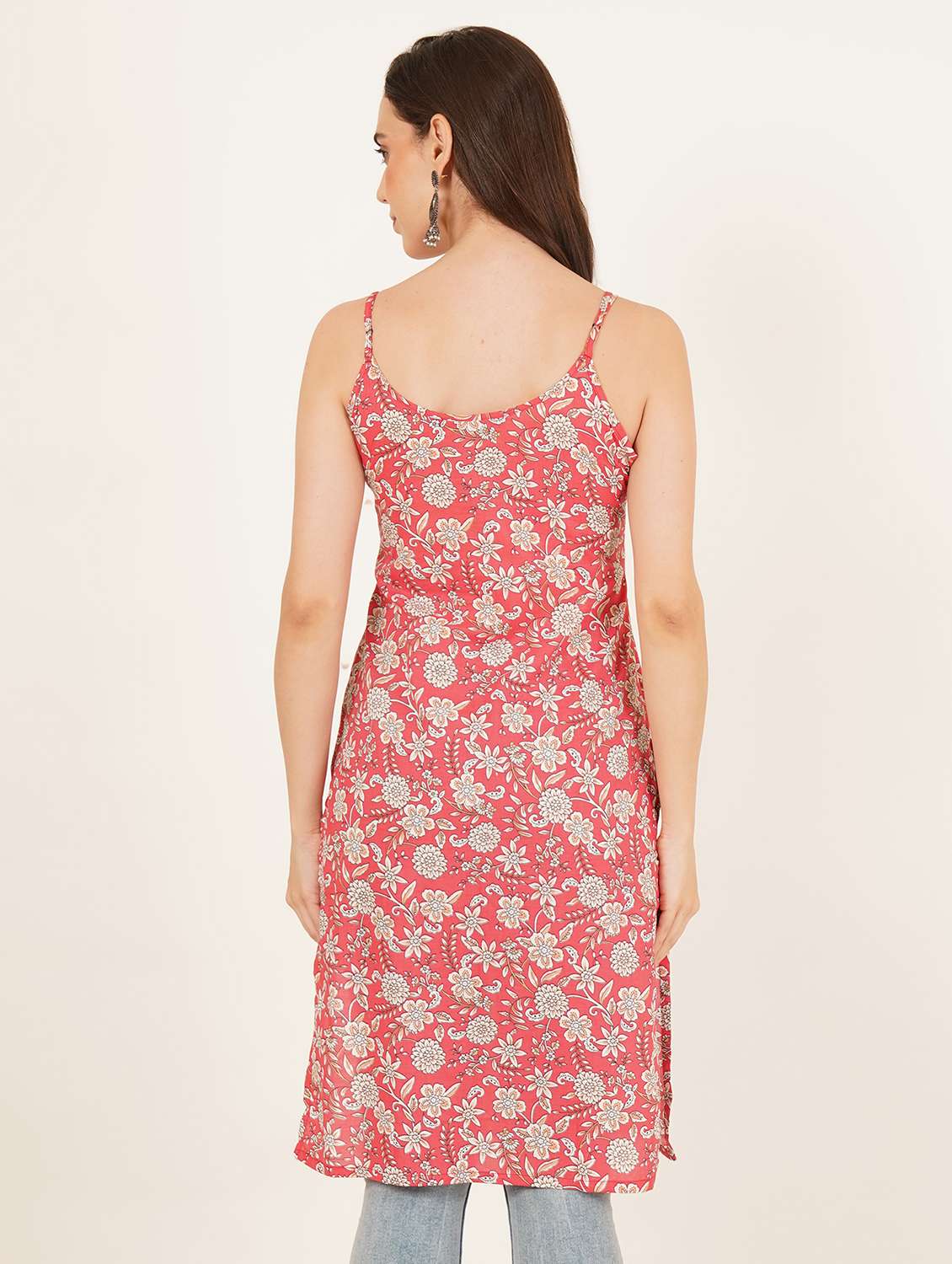 Women Printed Shoulder Strap Straight Kurta - 22542765 -  Standard Image - 3