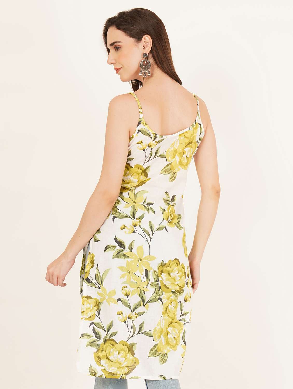 women printed shoulder strap straight kurta - 22542766 -  Standard Image - 3