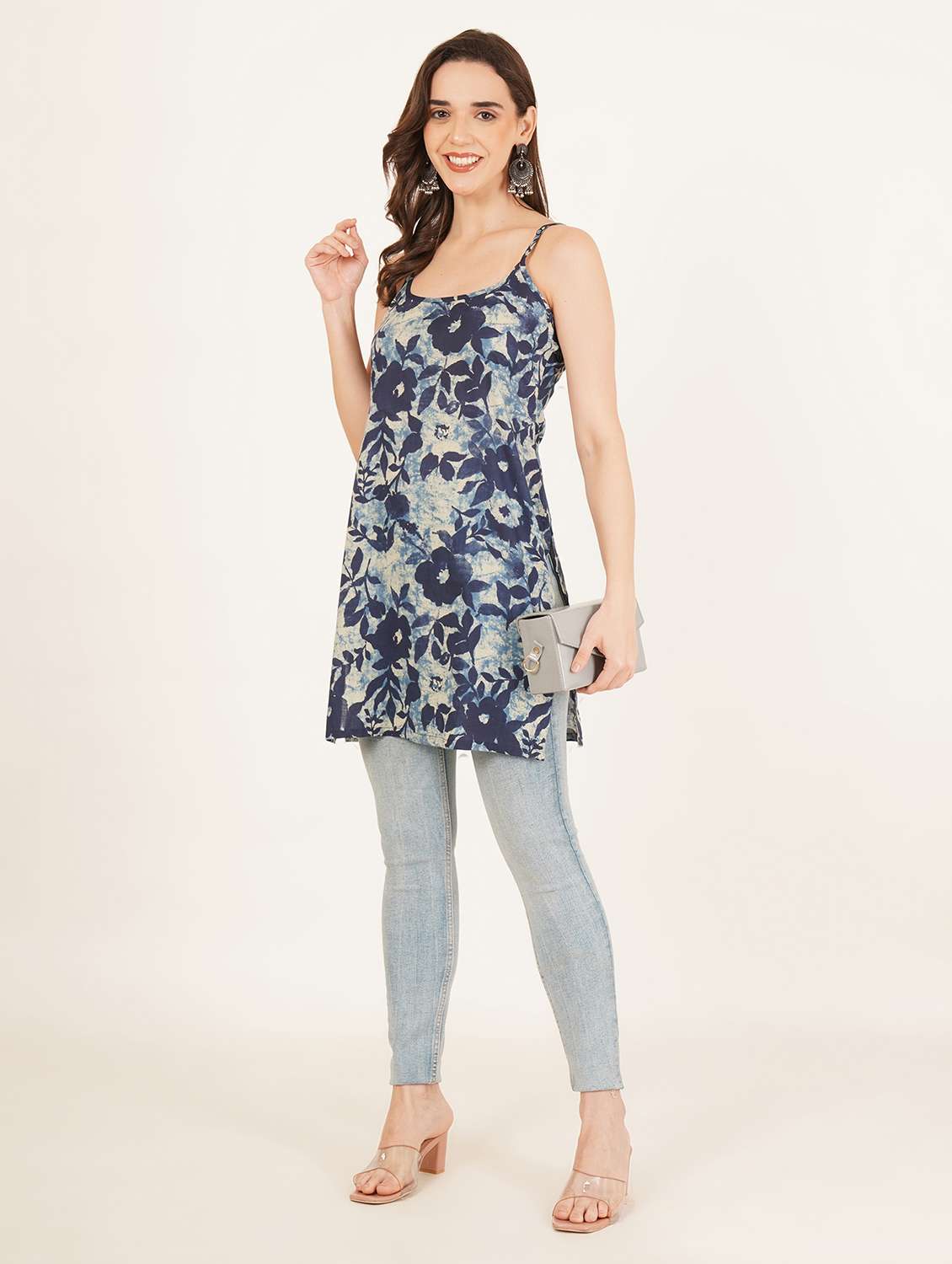 women printed shoulder strap straight kurti - 22542767 -  Standard Image - 5