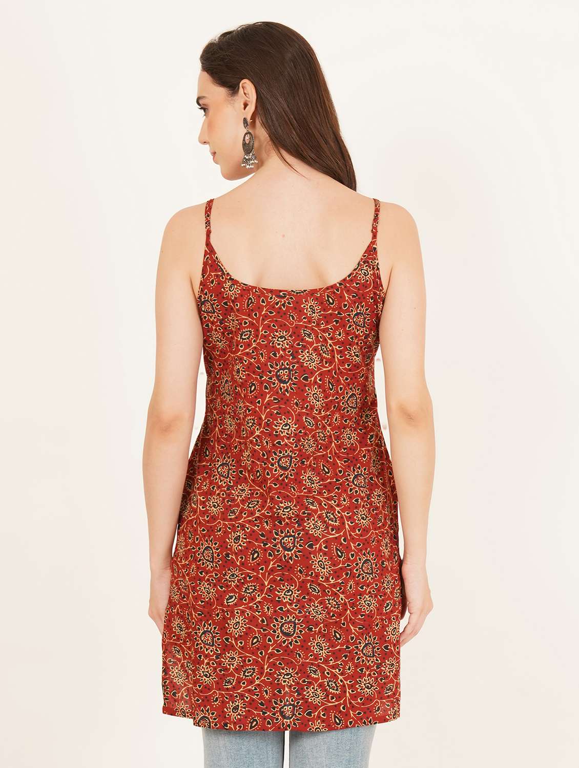 women printed shoulder strap straight kurti - 22542768 -  Standard Image - 3