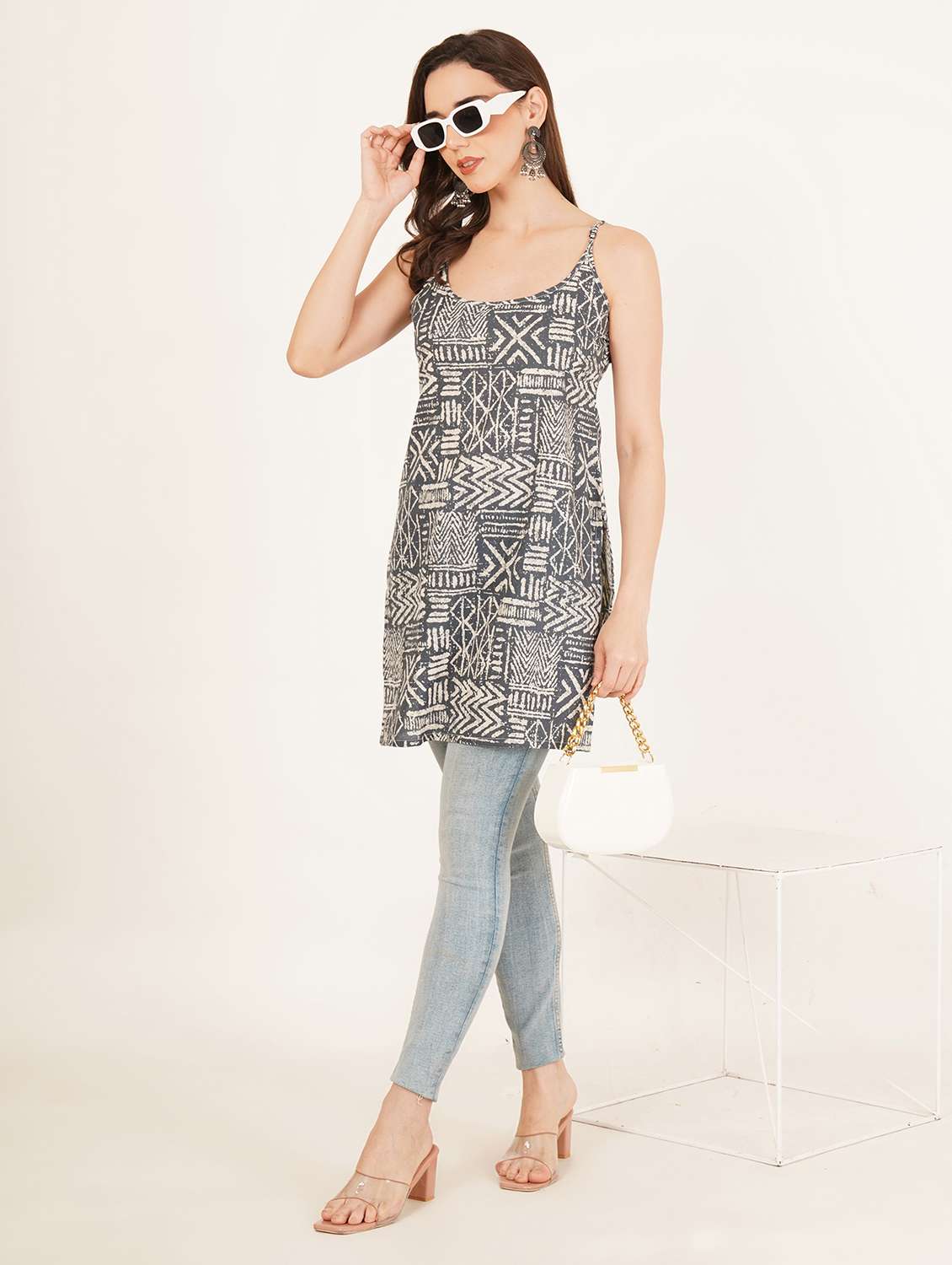 women printed shoulder strap straight kurti - 22542770 -  Standard Image - 5