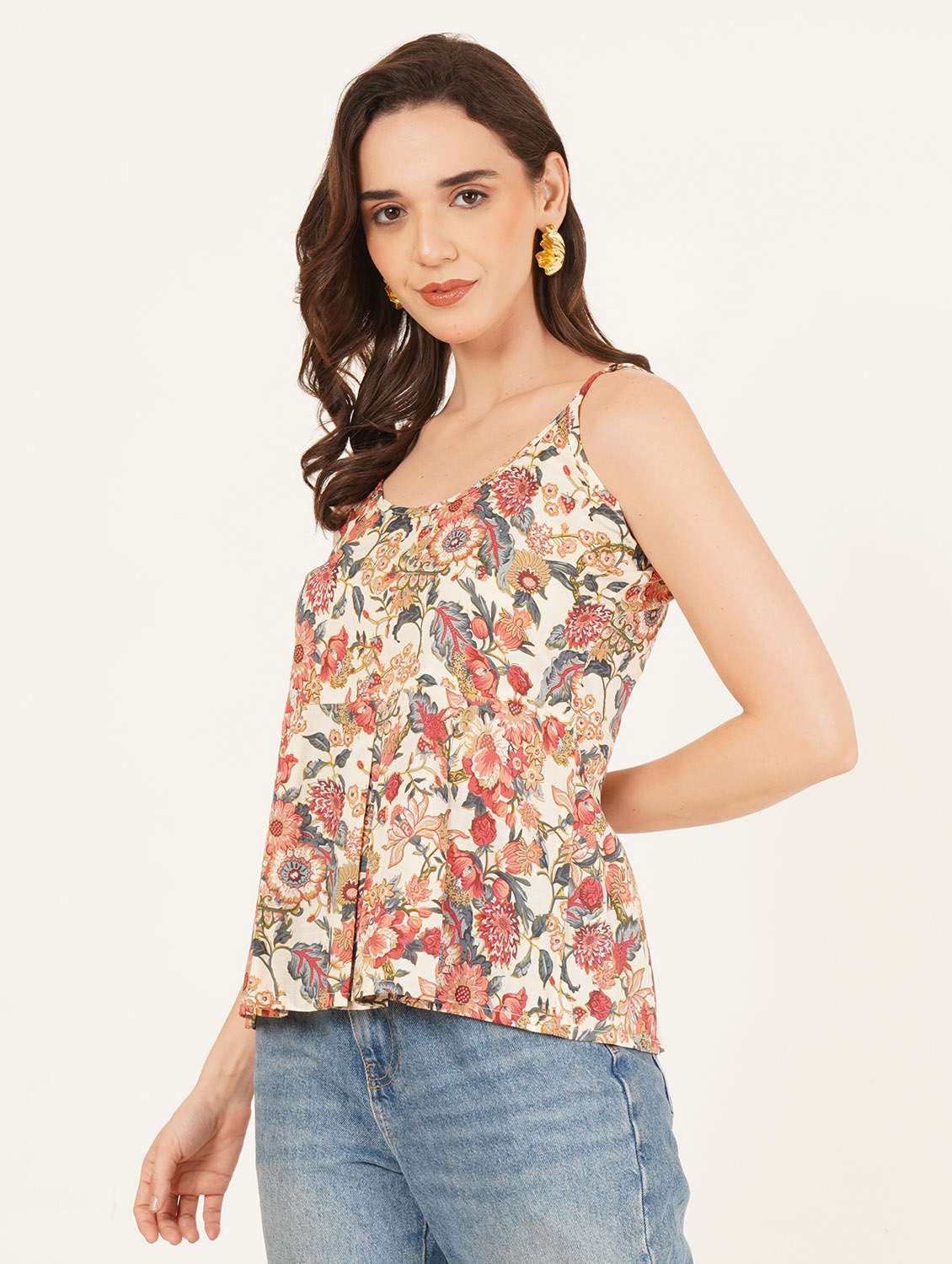 women printed shoulder strap ethnic top - 22542779 -  Standard Image - 3