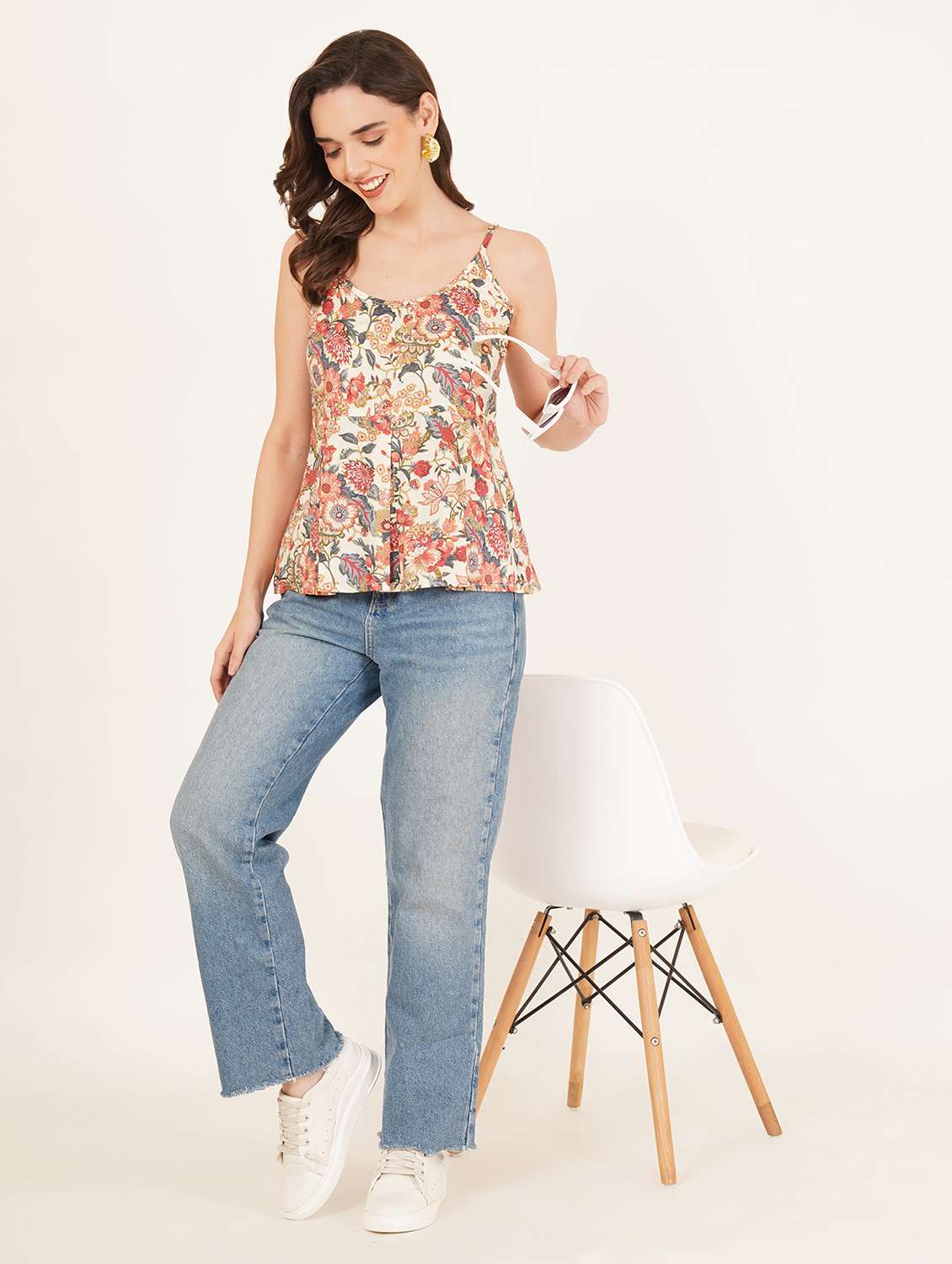 women printed shoulder strap ethnic top - 22542779 -  Standard Image - 5