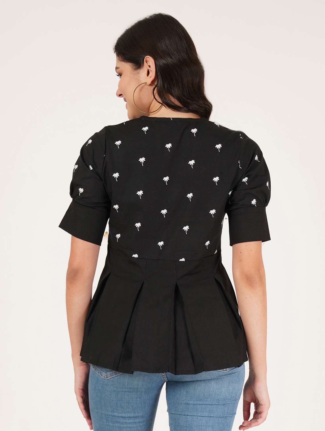 women embroidered puff sleeve a line top - 22542825 -  Standard Image - 3