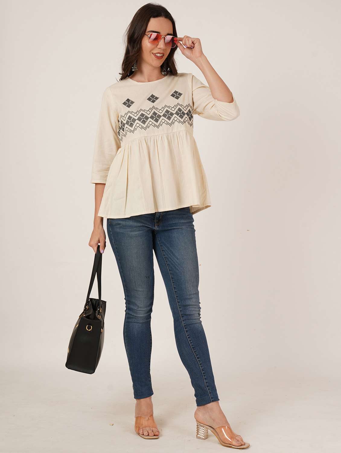women embroidered three quarter sleeve ethnic top - 22542830 -  Standard Image - 5
