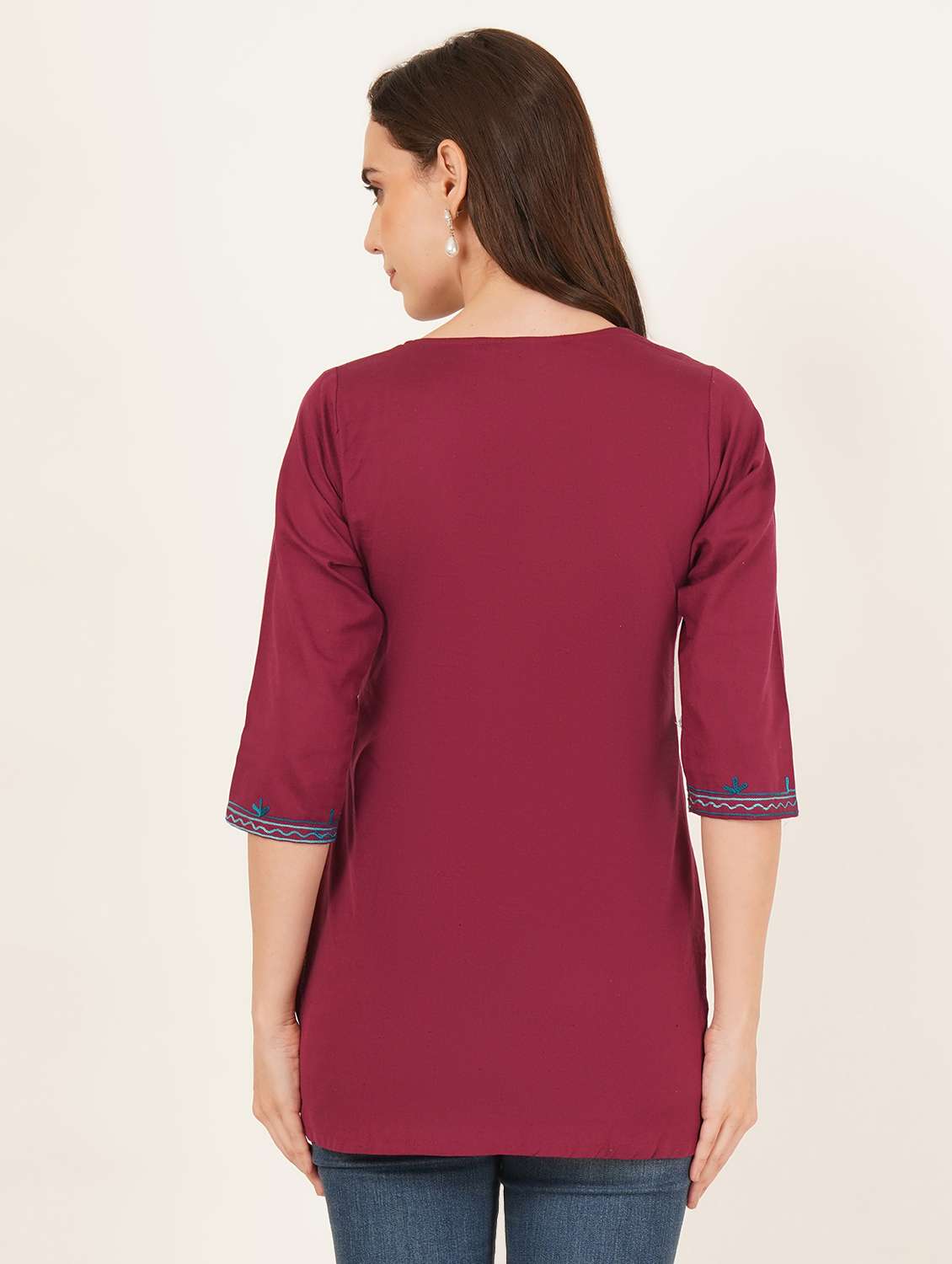 women embroidered notch neck straight kurti - 22542857 -  Standard Image - 3