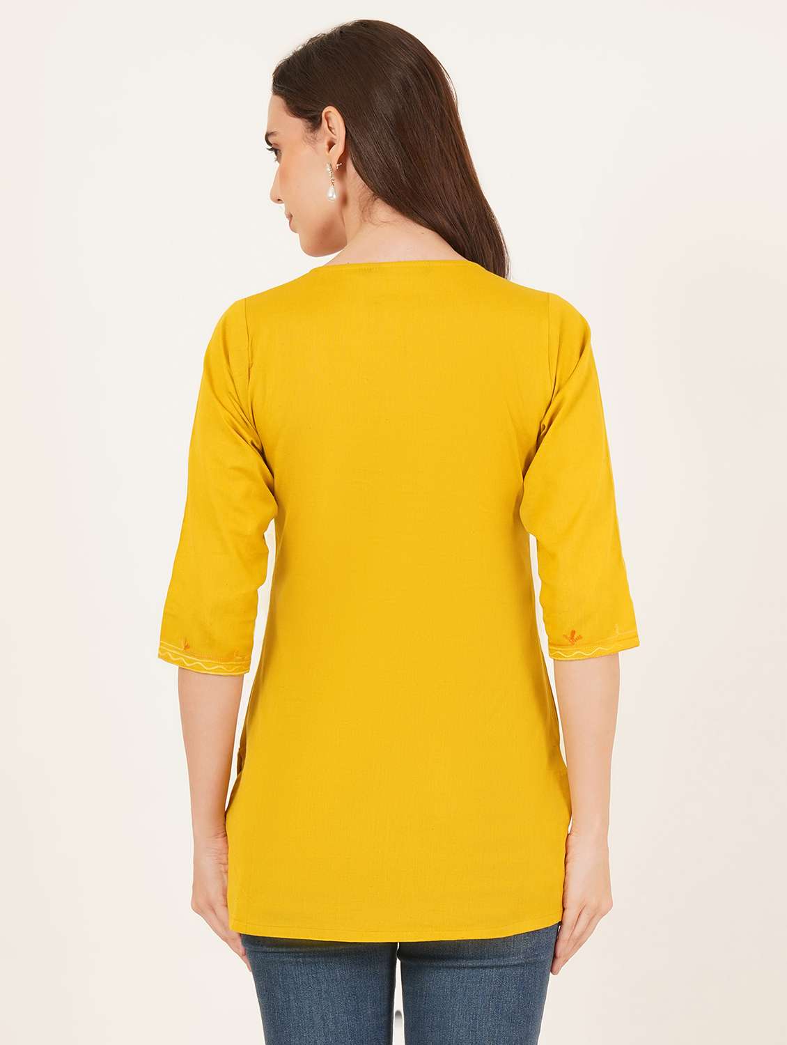 women embroidered notch neck straight kurti - 22542859 -  Standard Image - 3