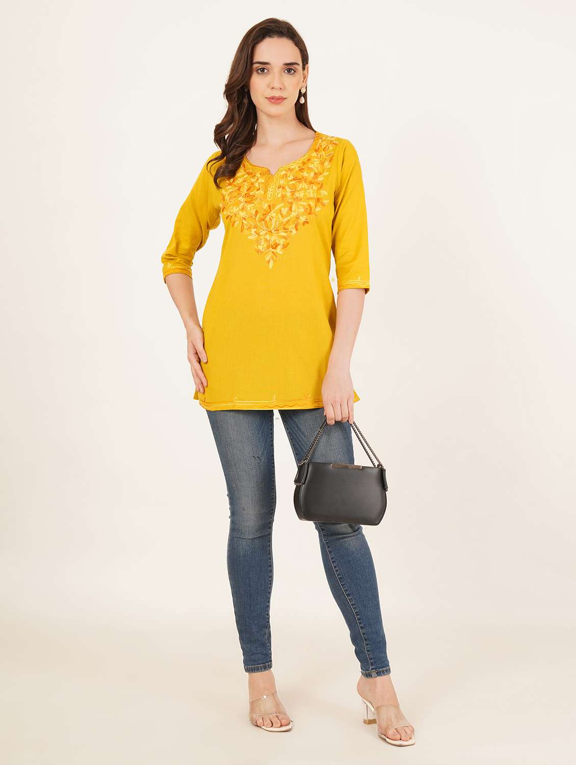 women embroidered notch neck straight kurti - 22542859 -  Standard Image - 5