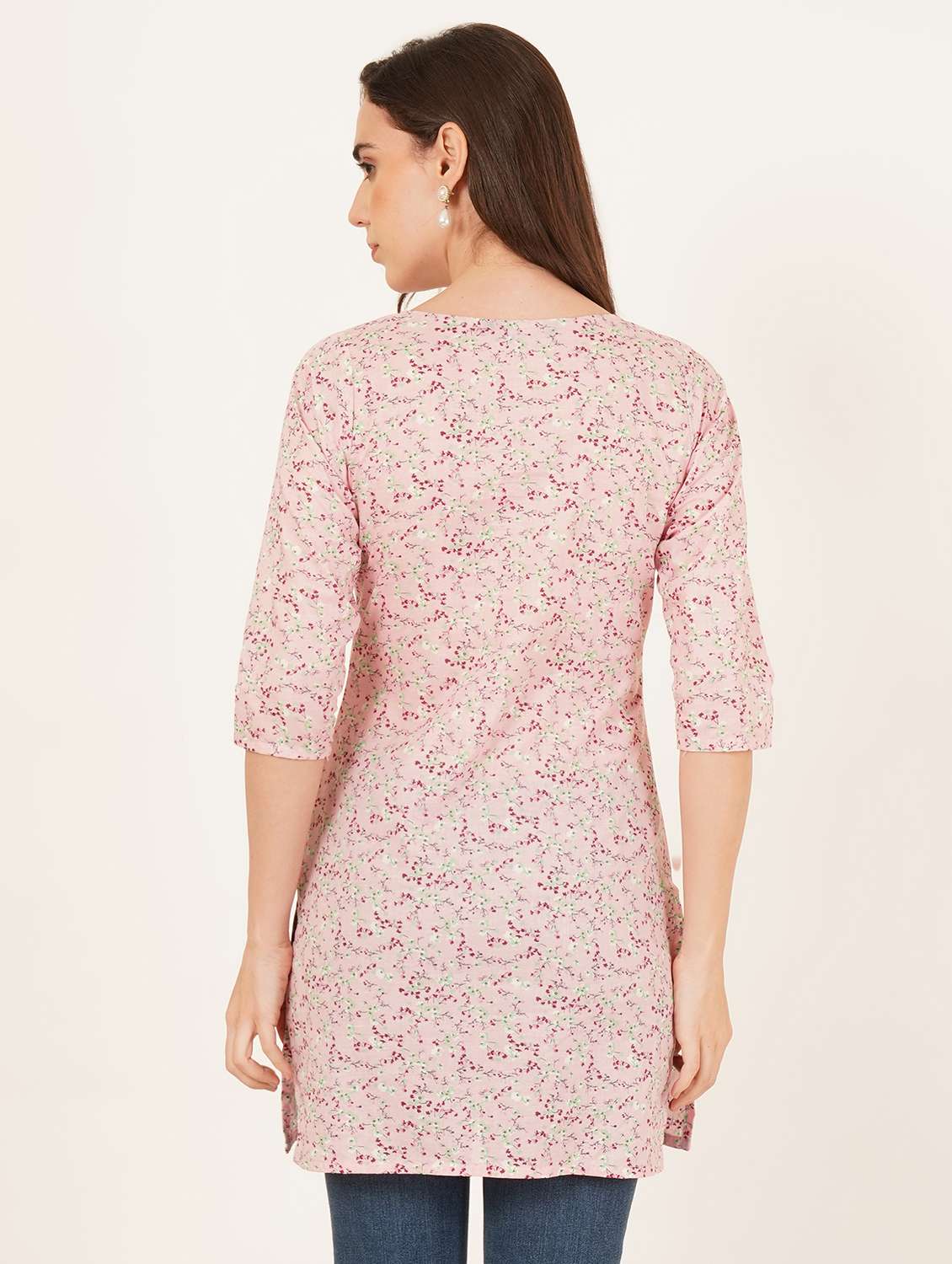women printed three quarter sleeve straight kurti - 22542881 -  Standard Image - 3