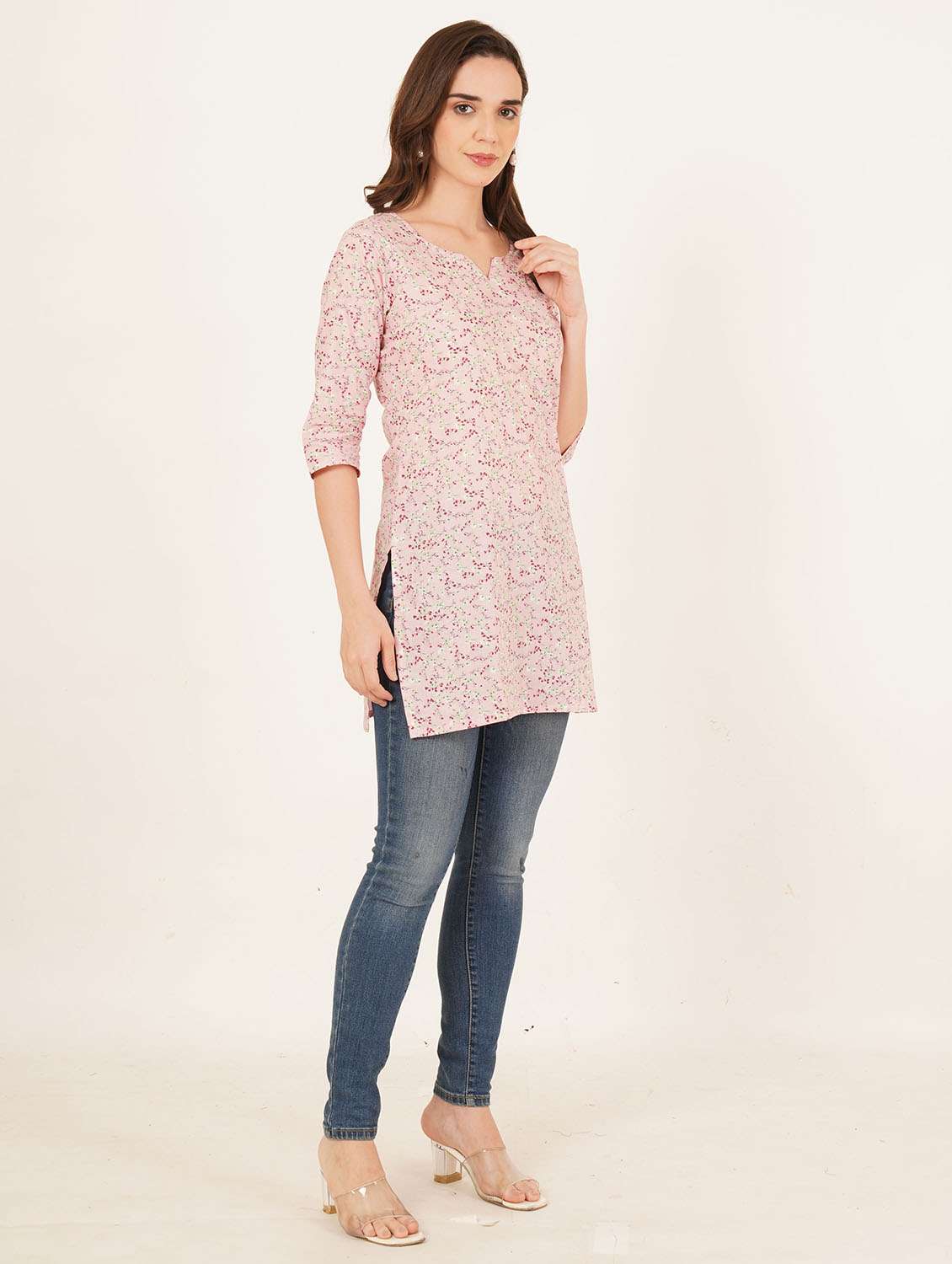 women printed three quarter sleeve straight kurti - 22542881 -  Standard Image - 5