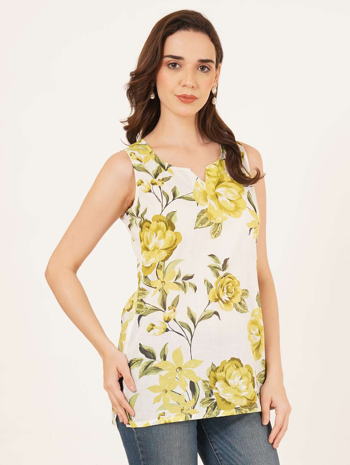 women printed sleeveless straight kurti - 22542884 -  Standard Image - 3