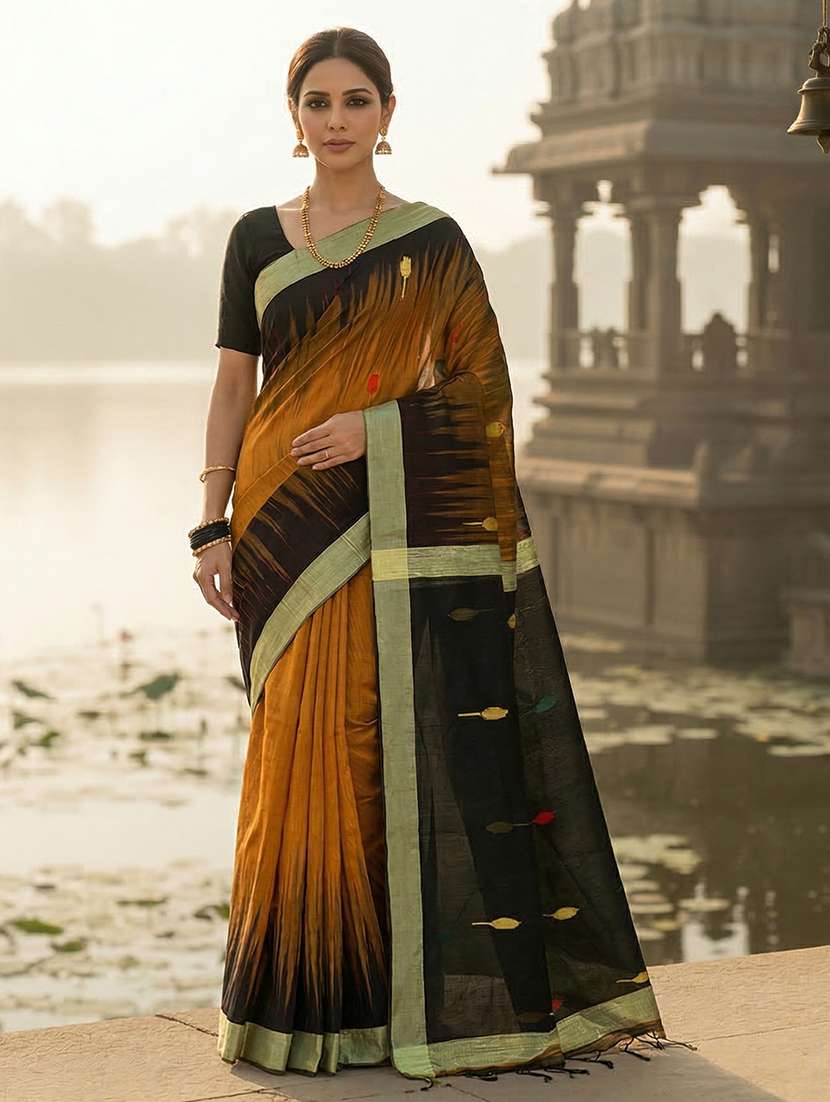 women self design handloom saree with blouse