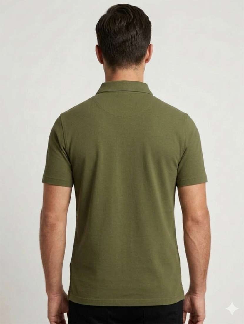 dark green cotton color block tshirt - 22543060 -  Standard Image - 3
