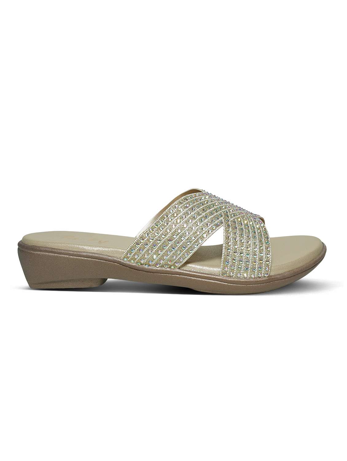 women gold slip on sandal - 22543073 -  Standard Image - 3