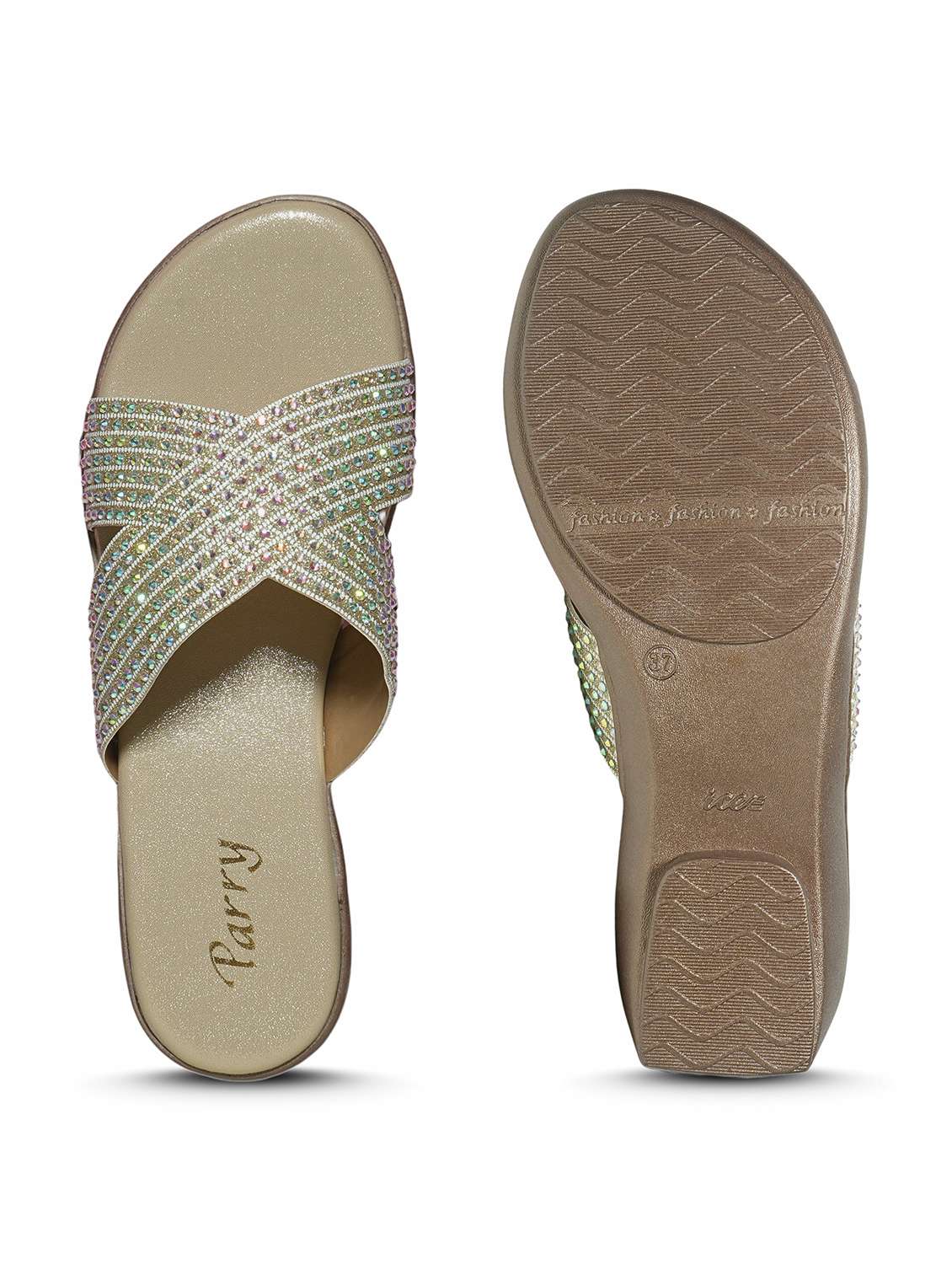 women gold slip on sandal - 22543073 -  Standard Image - 5