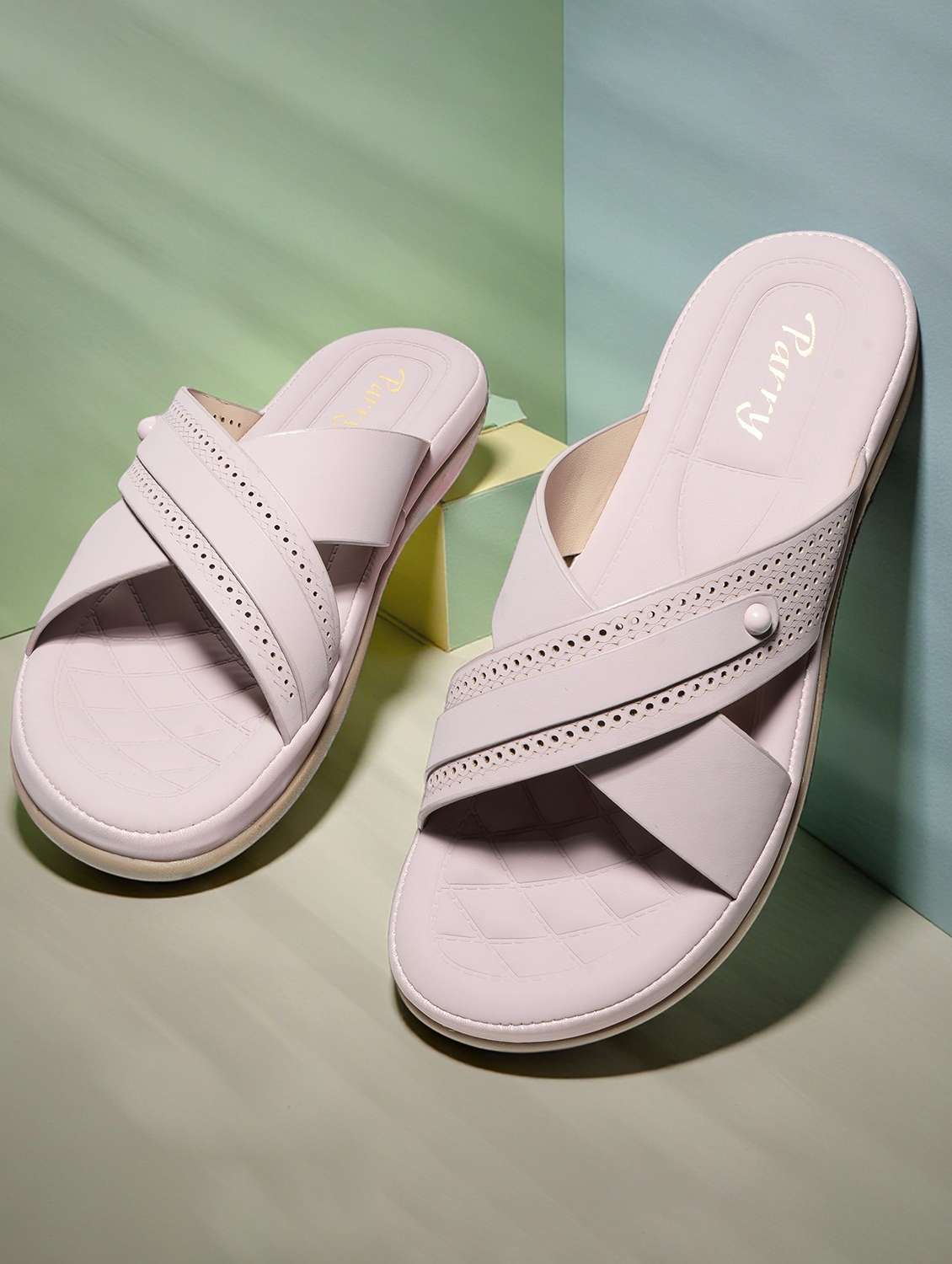 women purple slip on sandal