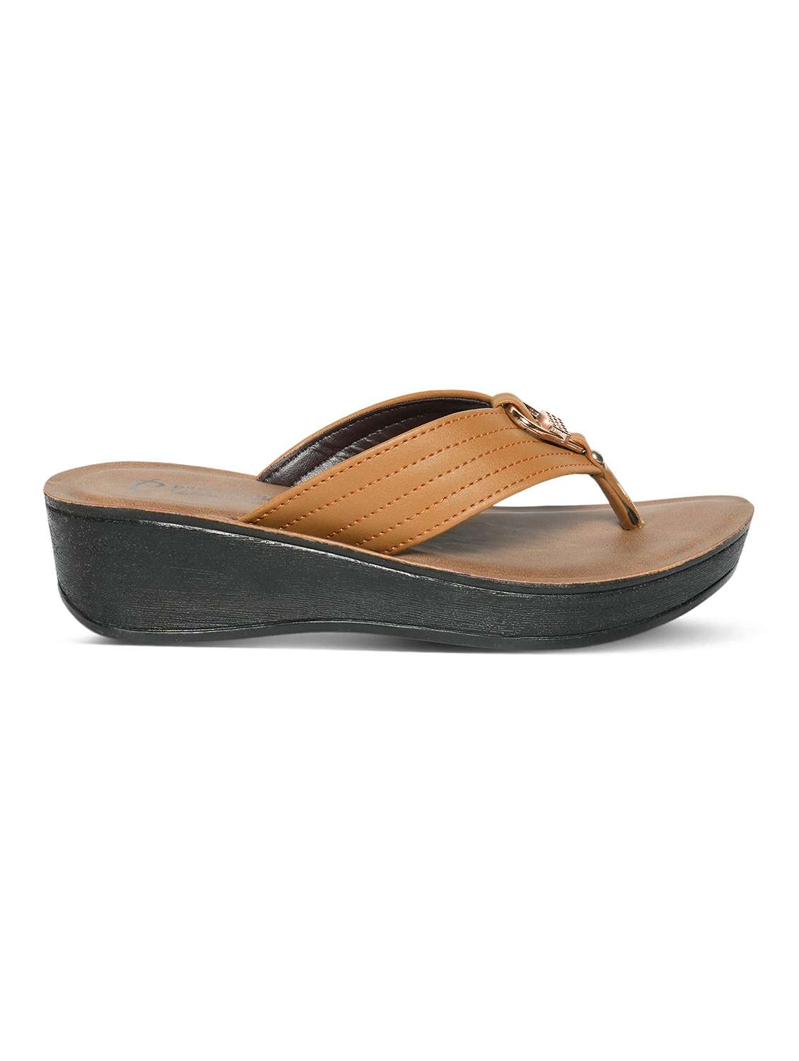 Women Tan Toe Separator Wedge - 22543121 -  Standard Image - 3