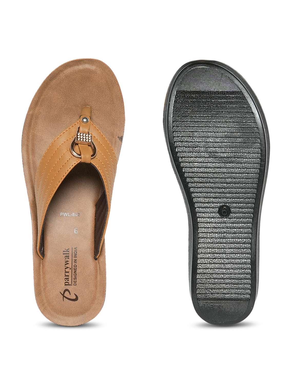 Women Tan Toe Separator Wedge - 22543121 -  Standard Image - 5