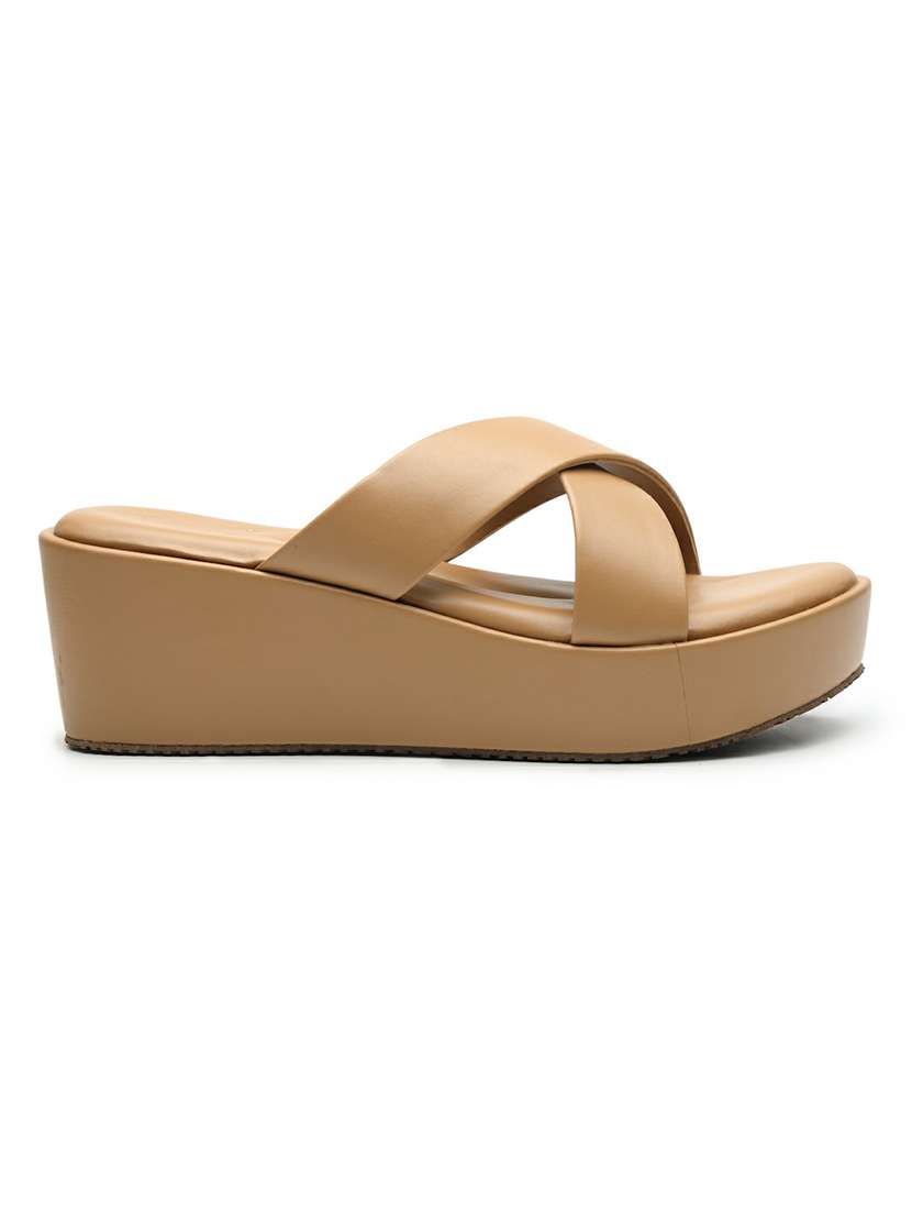 women beige slip on wedge - 22543164 -  Standard Image - 3