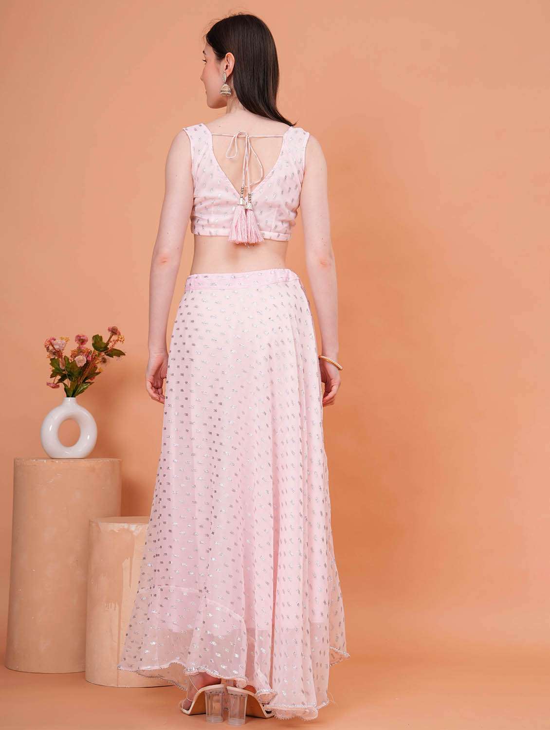 women self design stitched flared lehnga choli with dupatta set - 22543190 -  Standard Image - 3