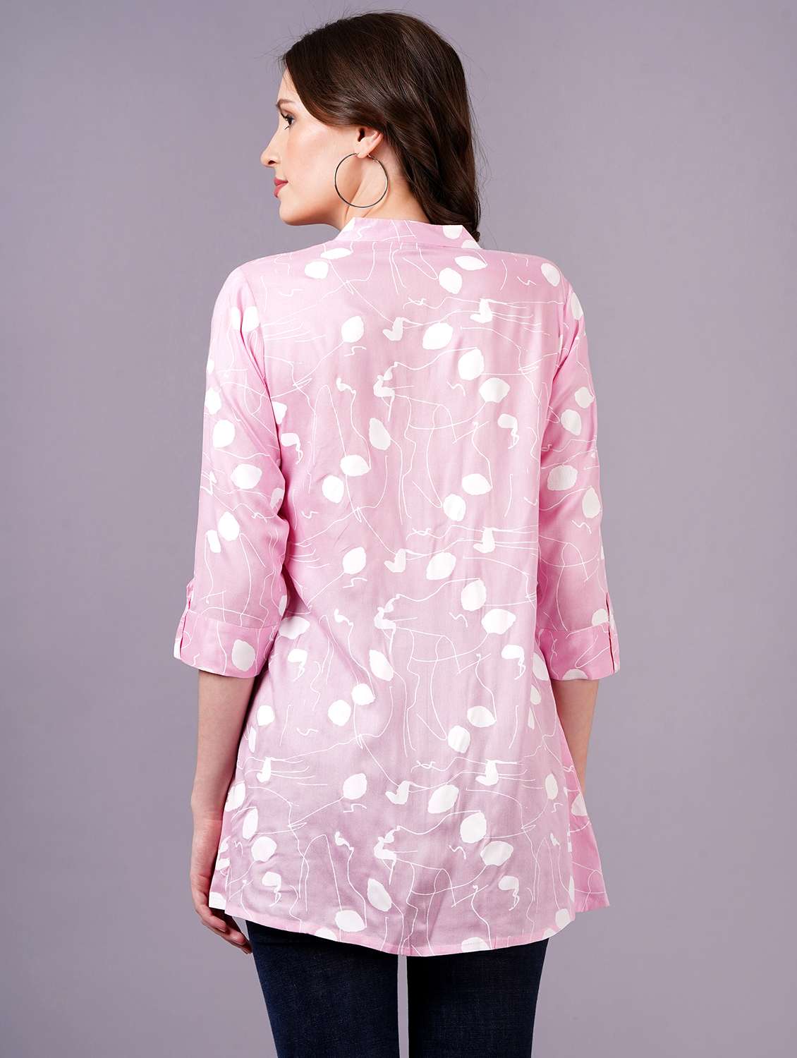 women printed three quarter sleeves a-line tunic - 22543199 -  Standard Image - 3