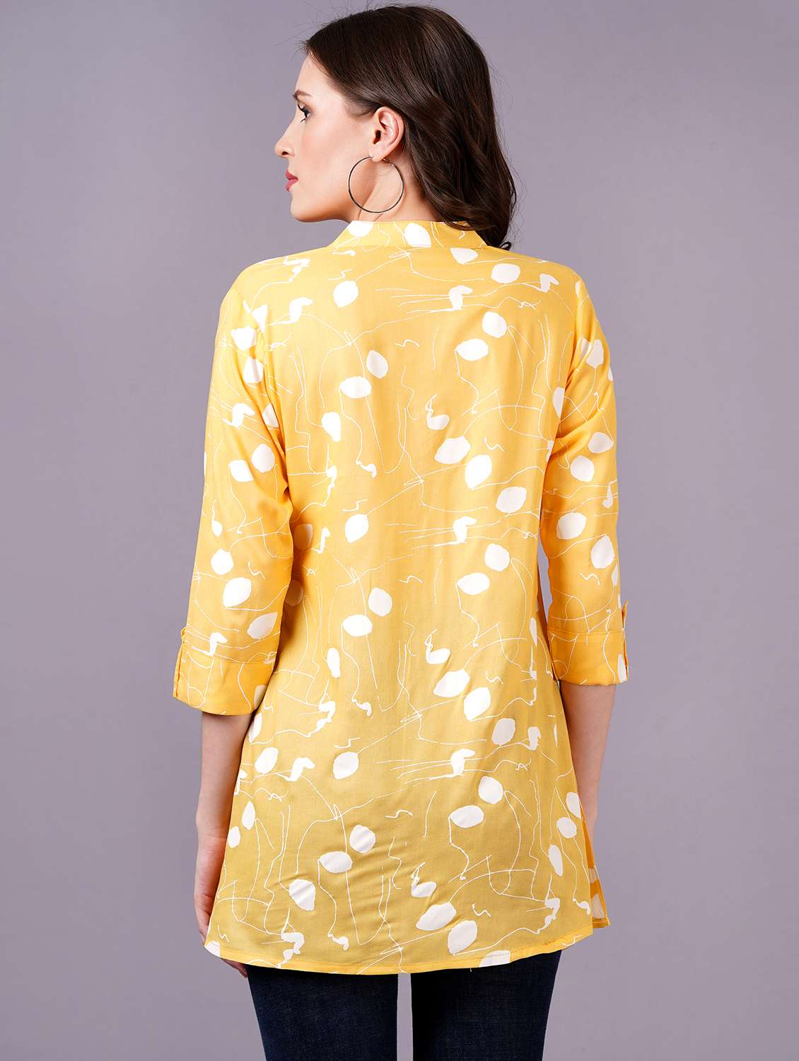 women printed three quarter sleeves a-line tunic - 22543200 -  Standard Image - 3