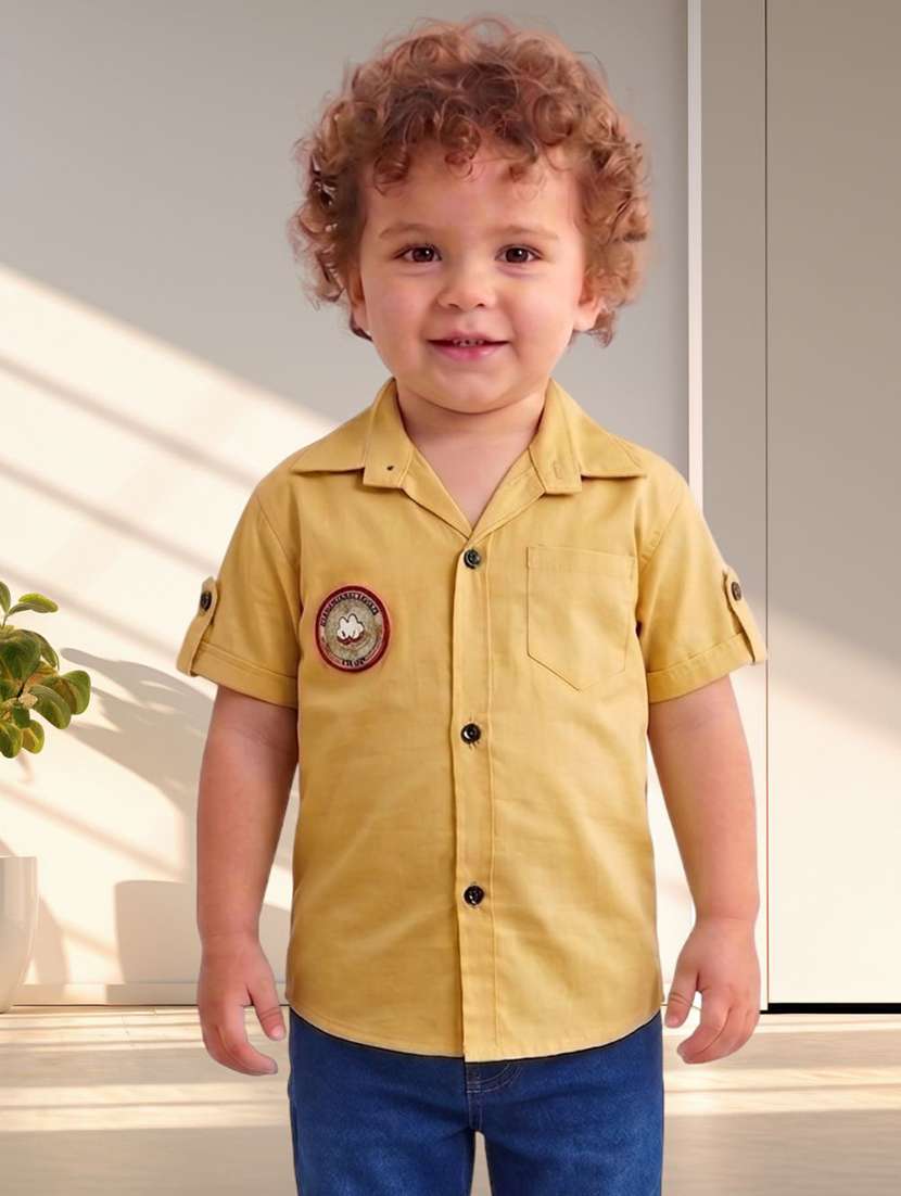 boys solid short sleeves regular shirt