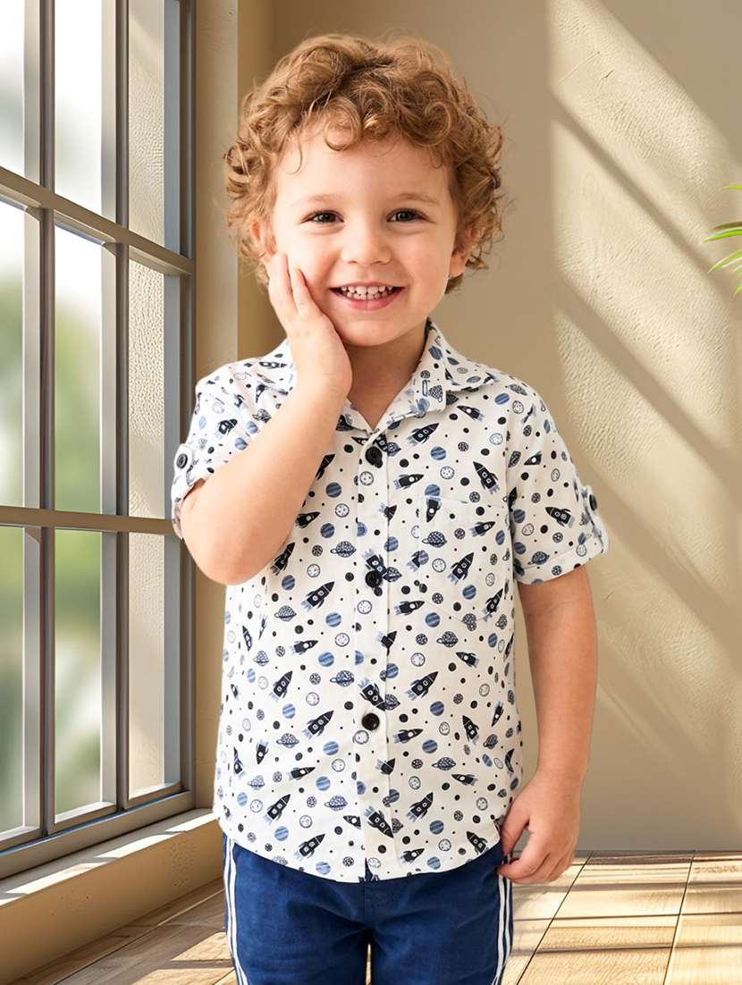 boys printed short sleeves regular shirt