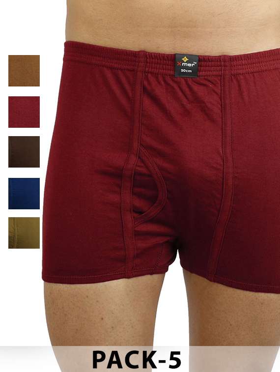 men pack of 5 solid trunk briefs