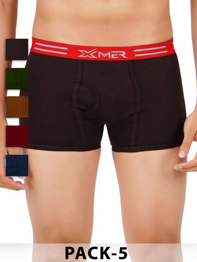 men pack of 5 solid trunk briefs