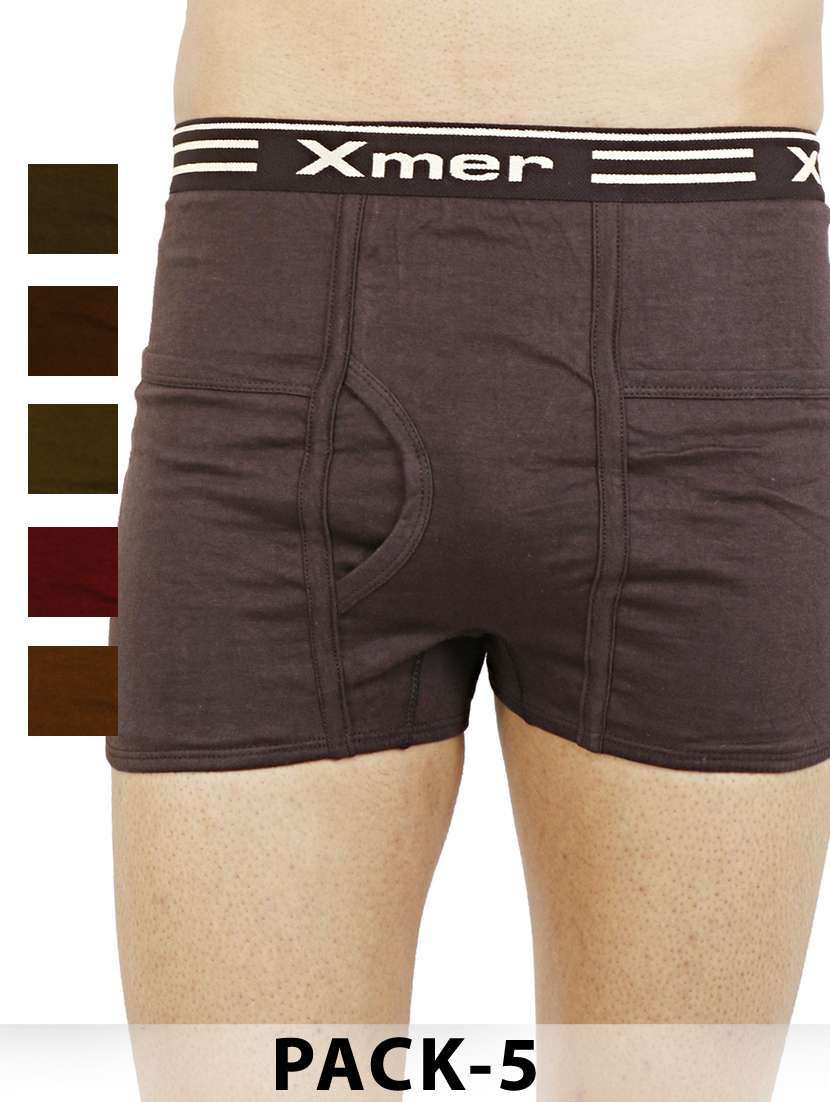 men pack of 5 solid trunk briefs