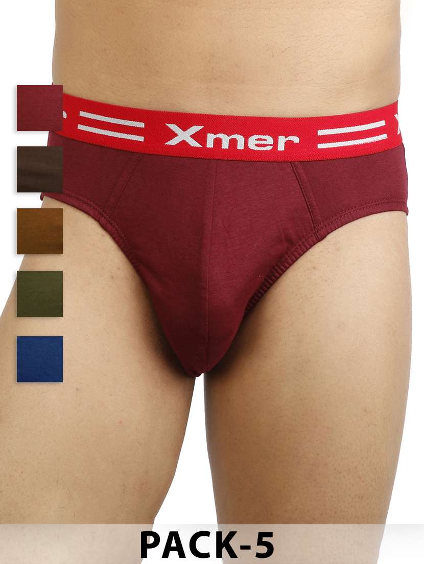 men pack of 5 solid hipster briefs