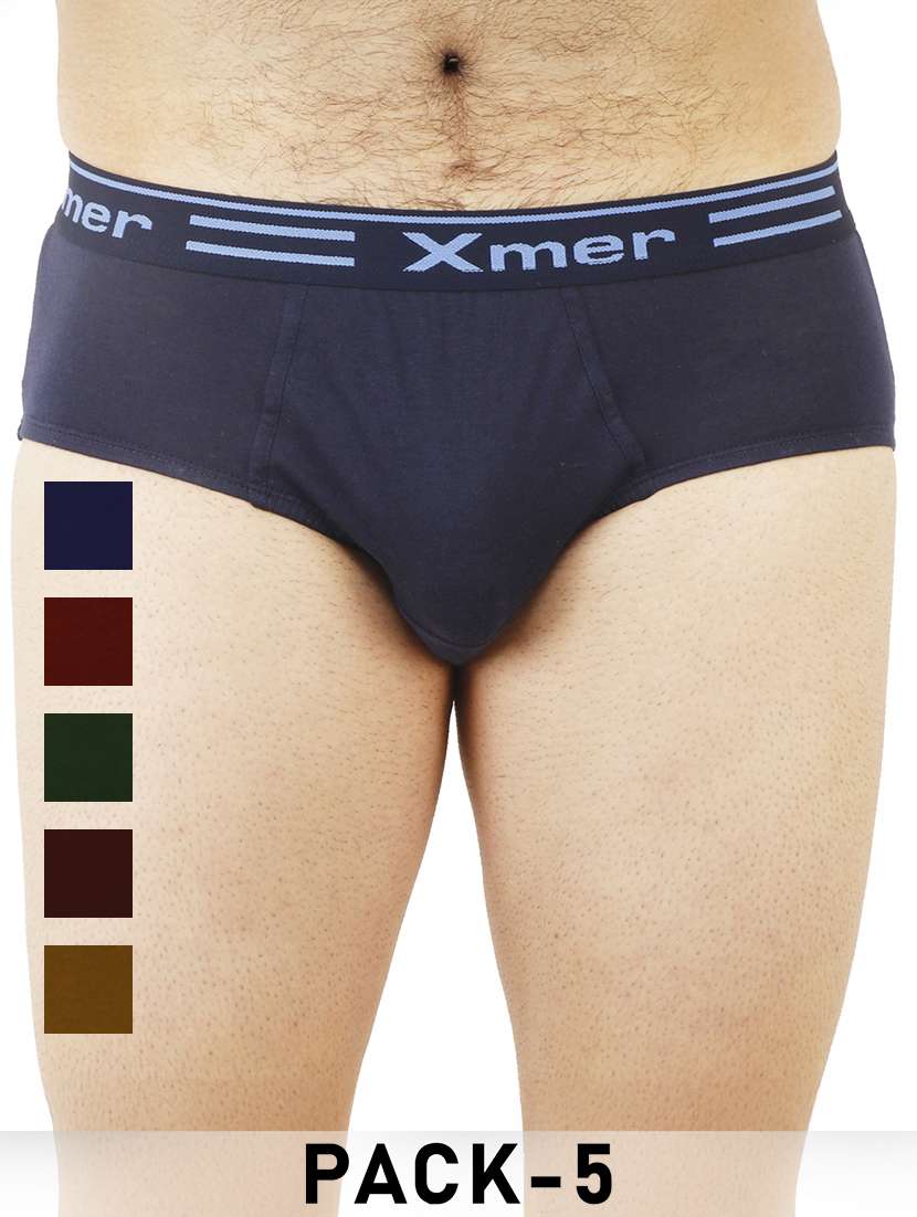men pack of 5 solid hipster briefs