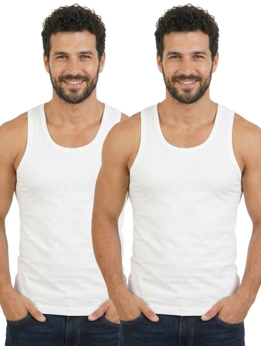 men pack of 2 solid sleeveless vest