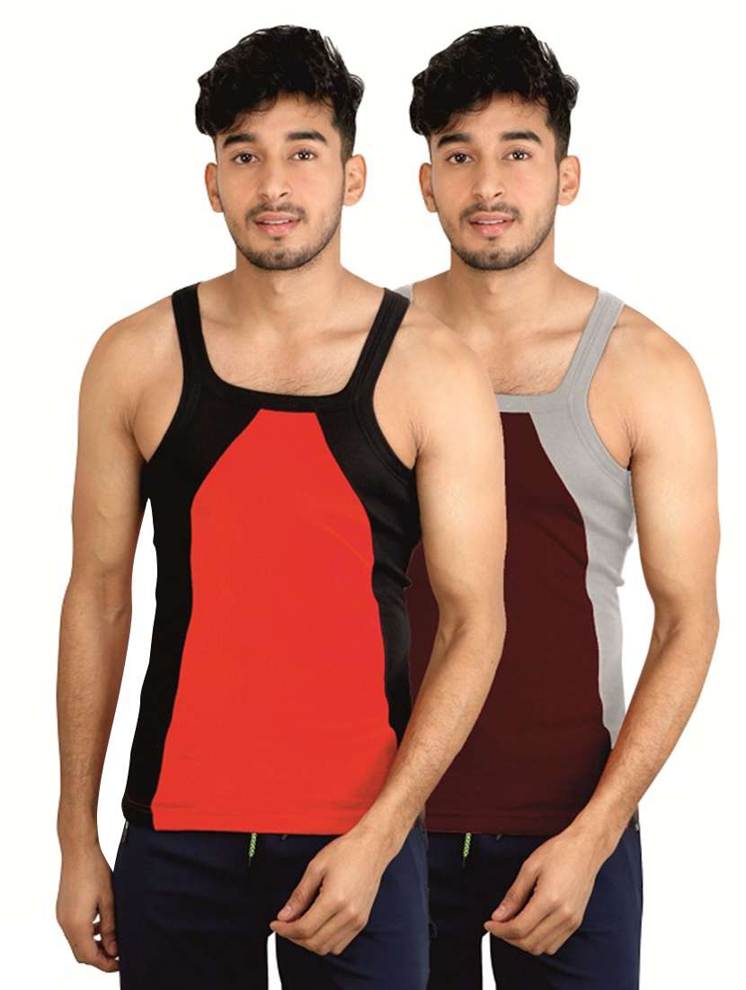 men pack of 2 color block sleeveless vest