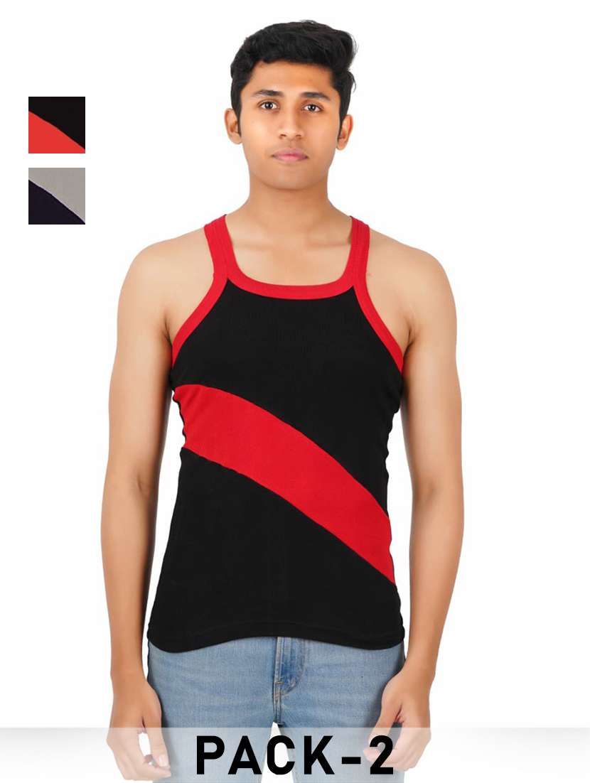 men pack of 2 color block sleeveless vest