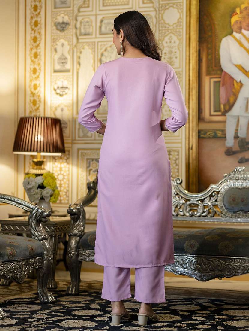 women embroidered three quarter sleeves kurta pant set with dupatta - 22543538 -  Standard Image - 3
