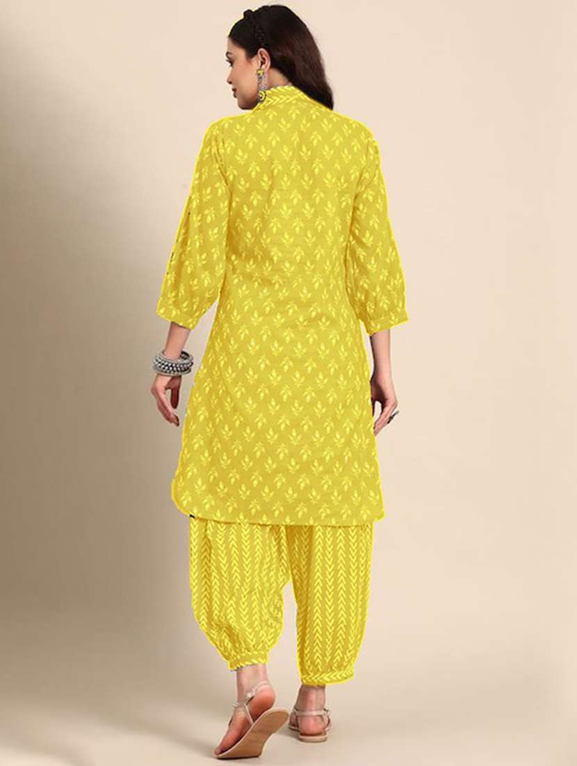Women Printed Three Quarter Sleeves Kurta Salwar Set - 22543585 -  Standard Image - 3