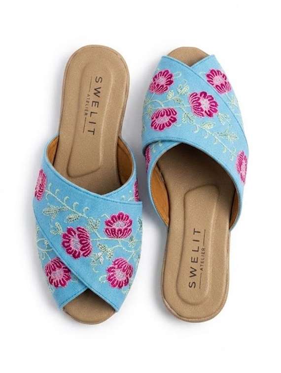 women embroidered slip on flats - 22543807 -  Standard Image - 3