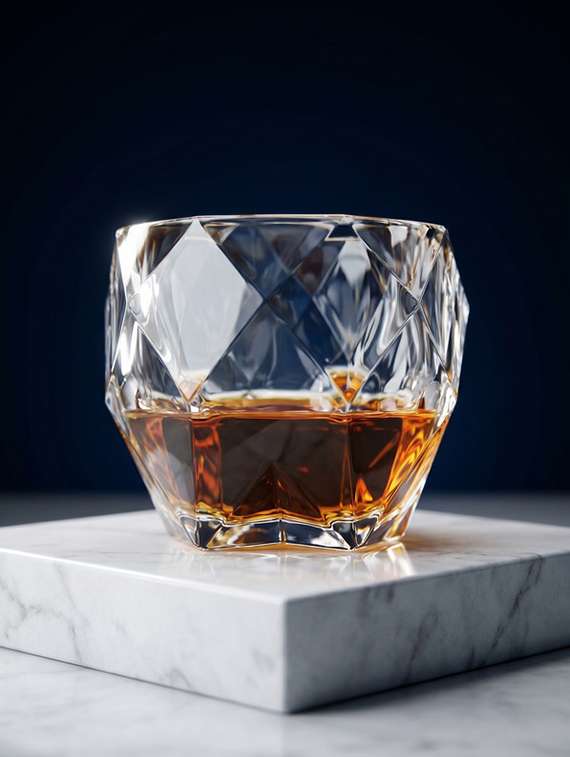 set of 2 neutral glass whiskey glasses
