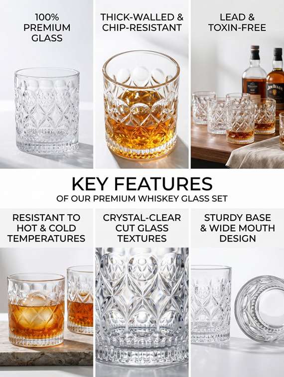 Whiskey Glasses Set Of 2 Dishwasher Safe Glass - 22543819 -  Standard Image - 5
