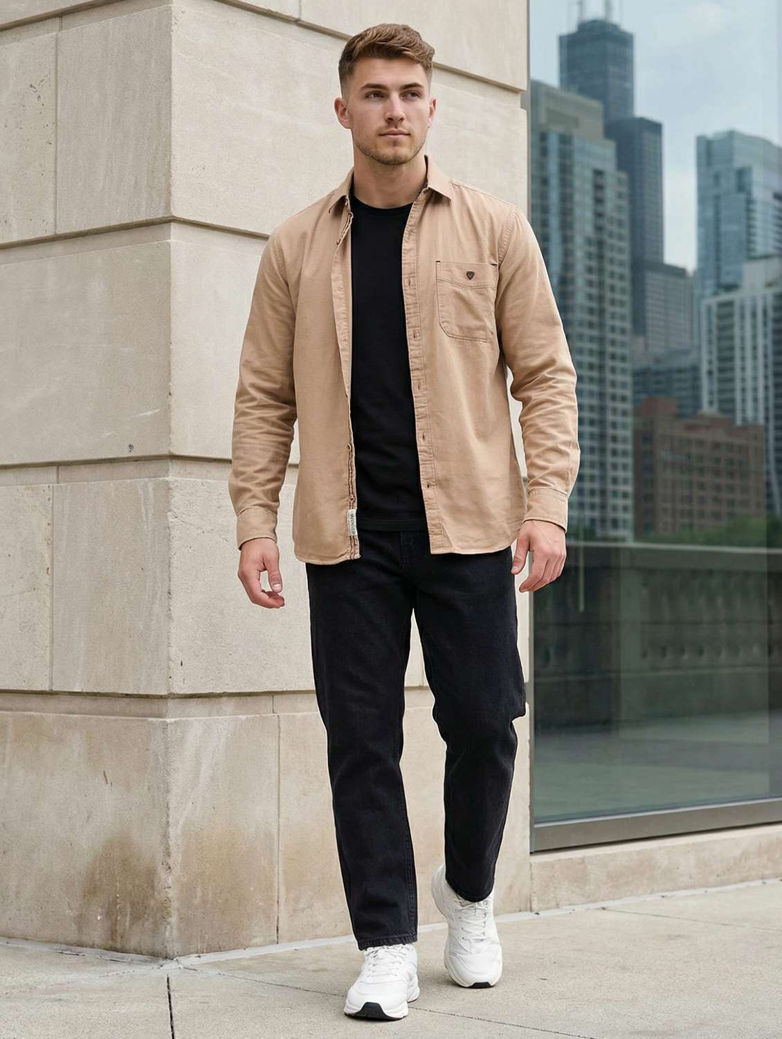 Men Solid Long Sleeve Regular Fit Casual Shirt - 22543833 -  Standard Image - 5
