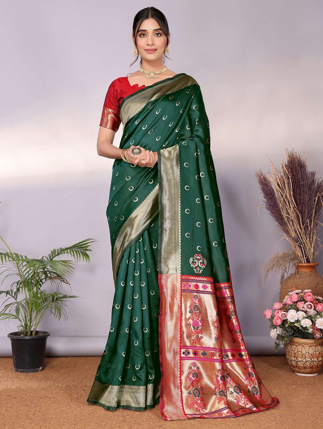 women self design paithani saree with blouse